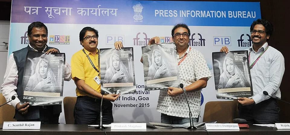Meena Kumari - The Director, National Film Archives of India, Shri Prakash Magdum releasing a Restored poster of Actress Meena Kumari, at the 46th International Film Festival of India (IFFI-2015), in