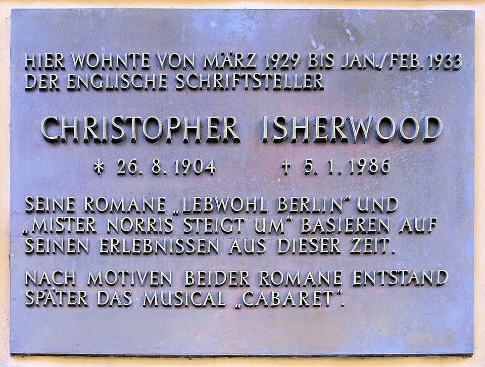 Christopher Isherwood - Memorial plaque, Christopher Isherwood, Nollendorfstraße 17, Berlin-Schöneberg, Germany