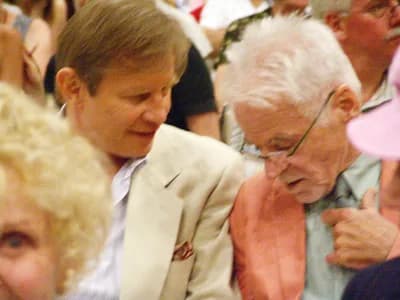 Christopher Isherwood - Michael York und Don Bachardy, Eröffnung Isherwood Foundation, Huntington Library, Huntington Beach/Kalifornien