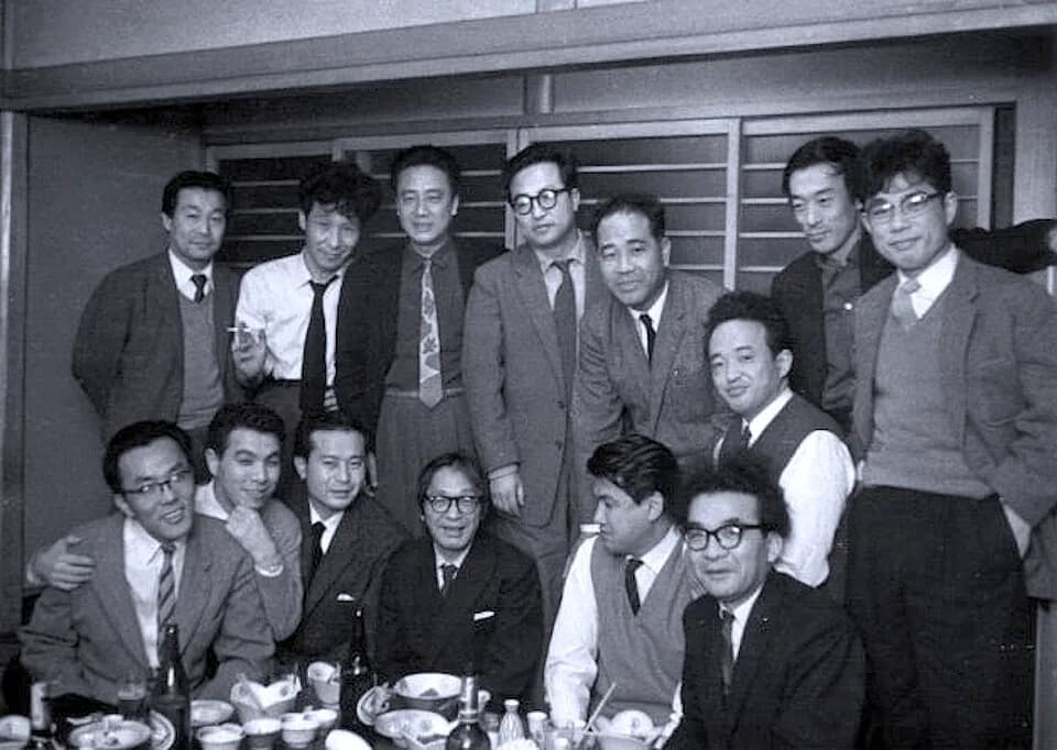 Shūsaku Endō - Sitting, from left: Shūsaku Endō (1923–96), unknown, unknown, Hajime Togaeri (1914–63), Tatsuo Yoshioka (?–?). Standing, from left: unknown, Shōtarō Yasuoka 1920– ), unknown, Nobuo Koji