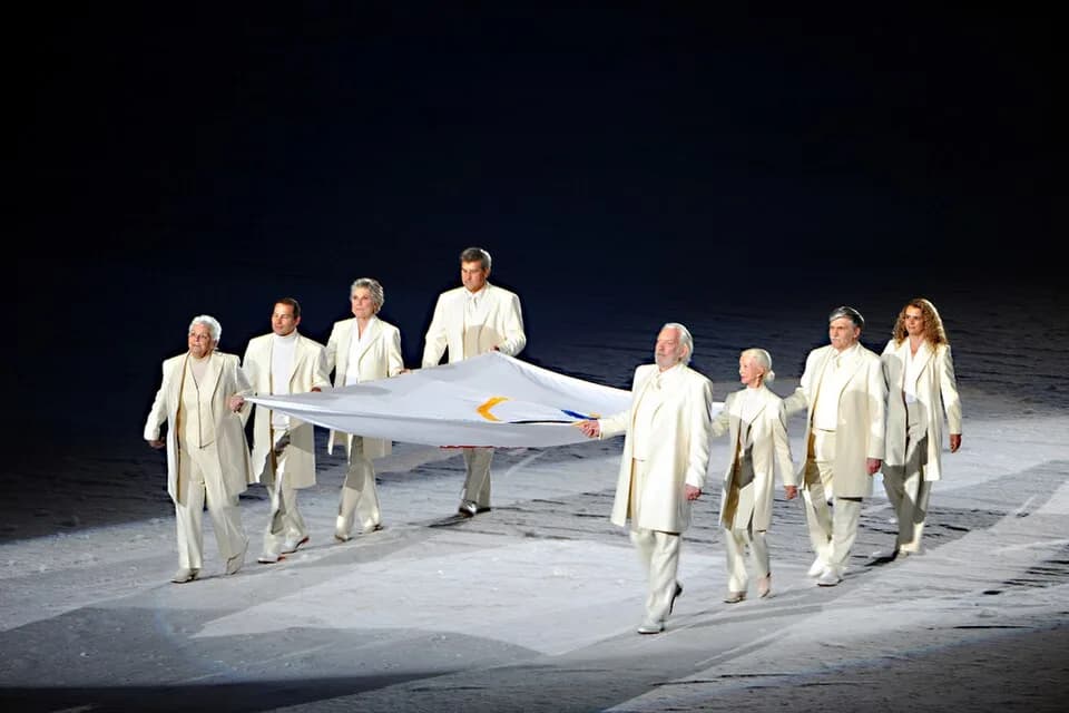 Terry Fox - The Olympic flag is carried into BC Place stadium during the Opening Ceremony of the XXI Olympic Winter Games, Vancouver, British Columbia, Canada, Feb. 12, 2010. Left to right, Betty Fox,