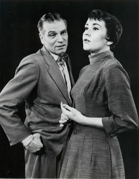 Joan Plowright - Photo of Sir Laurence Olivier and Joan Plowright performing in The Entertainer on Broadway in 1958.