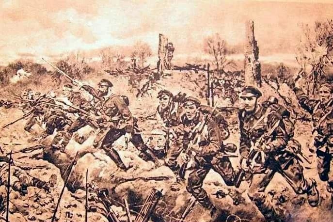 Edward Rydz-Śmigły - Mjr Edward Śmigły-Rydz prowadzi III bat. I. Bryg.Leg. do bitwy pod Laskami