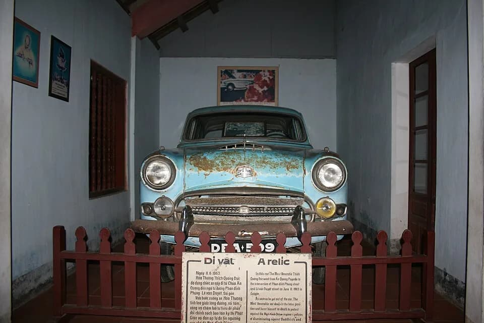 Thích Quảng Đức - Thích Quảng Đức's car at temple of literature of Hue (1956 Austin A95 Saloon)(picture captured in 2008). There are clues that, in 2005, Thích Quảng Đức's car is not at temple of lite