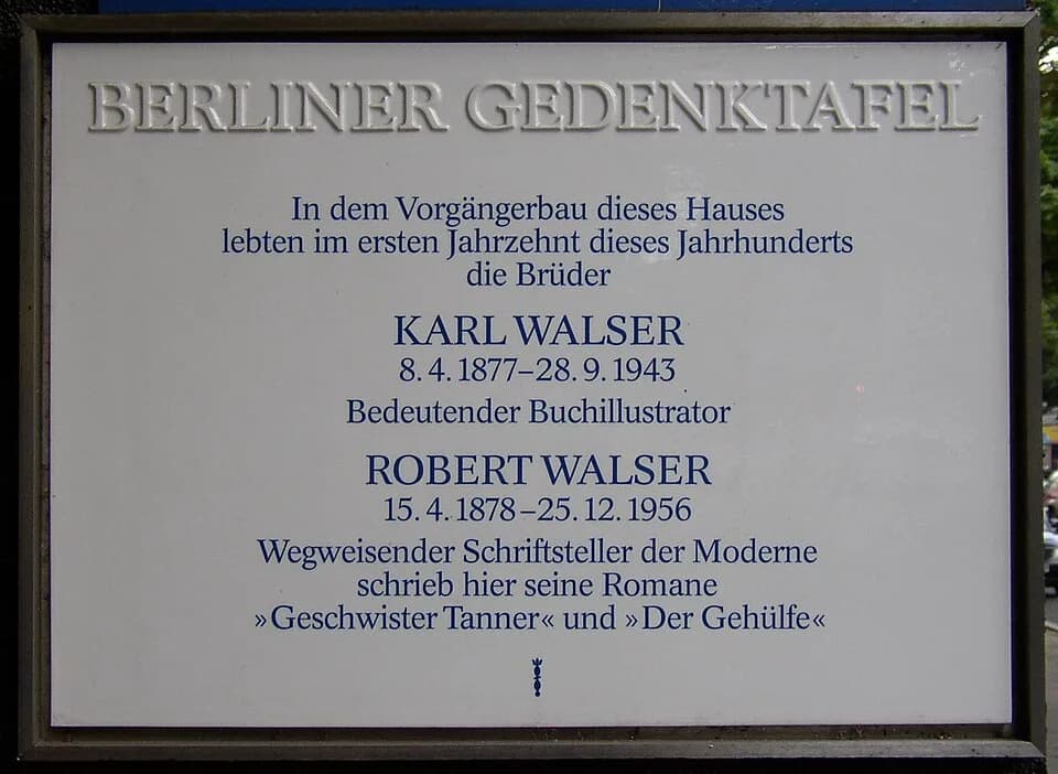 Robert Walser - Berlin memorial plaque for Karl Walser and Robert Walser in Berlin-Charlottenburg, Germany