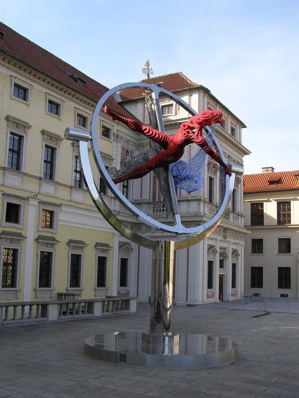 Věra Čáslavská - The statue of Věra Čáslavská is a distinctive, non-controversial, moving steel statue in the colours of the Czech tricolour by Czech artist David Černý, dedicated to the honour and me