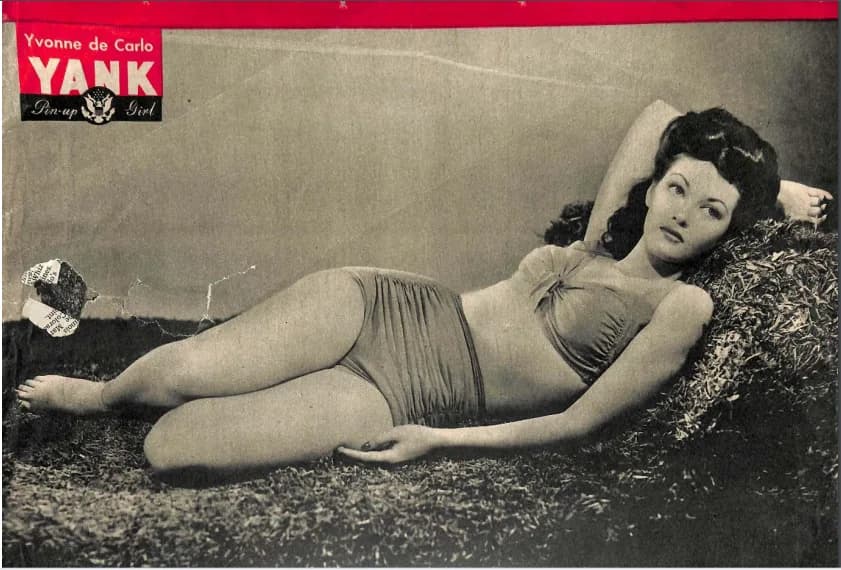 Yvonne De Carlo - Yvonne de Carlo pin-up, Yank, The Army Weekly, British edition (June 18, 1944) p. 24