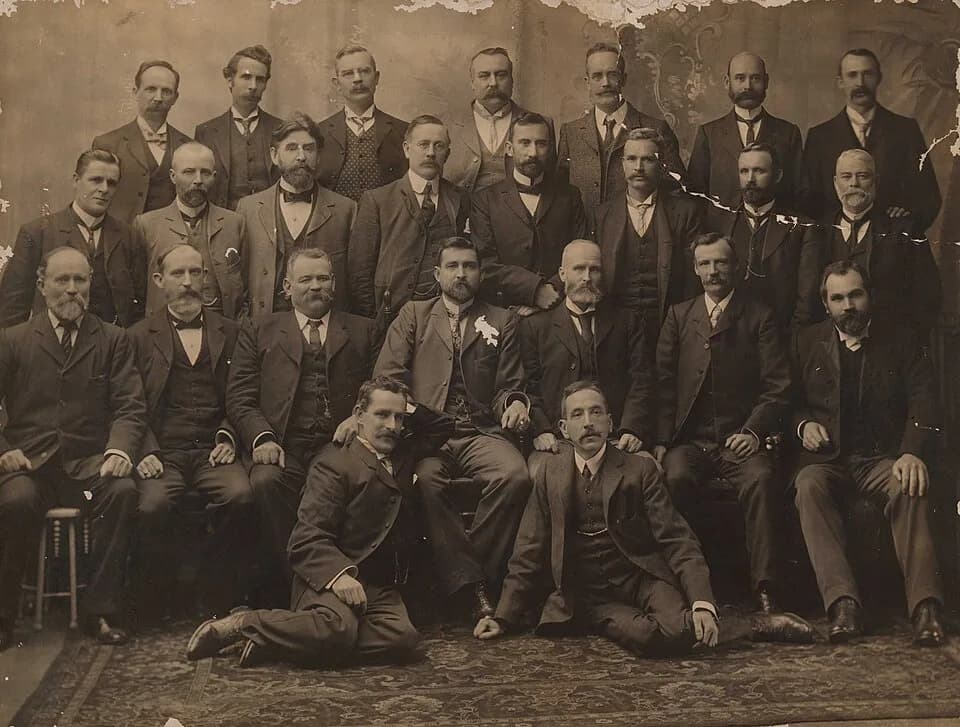 Chris Watson - Group photograph of Federal Labour Party MPs elected to the Australian House of Representatives and Australian Senate at the inaugural 1901 election, including Chris Watson, Andrew Fish