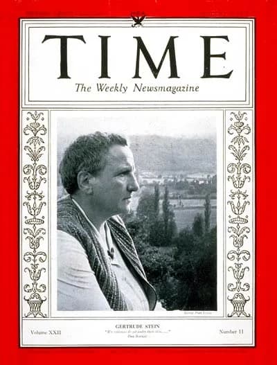 Gertrude Stein - Time magazine, Volume 22 Issue 11, September 11, 1933
The cover shows Gertrude Stein.