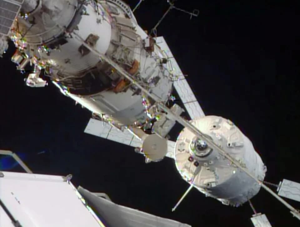 Georges Lemaître - Automated transfer vehicle 5 (ATV-5) five minutes before docking at the ISS