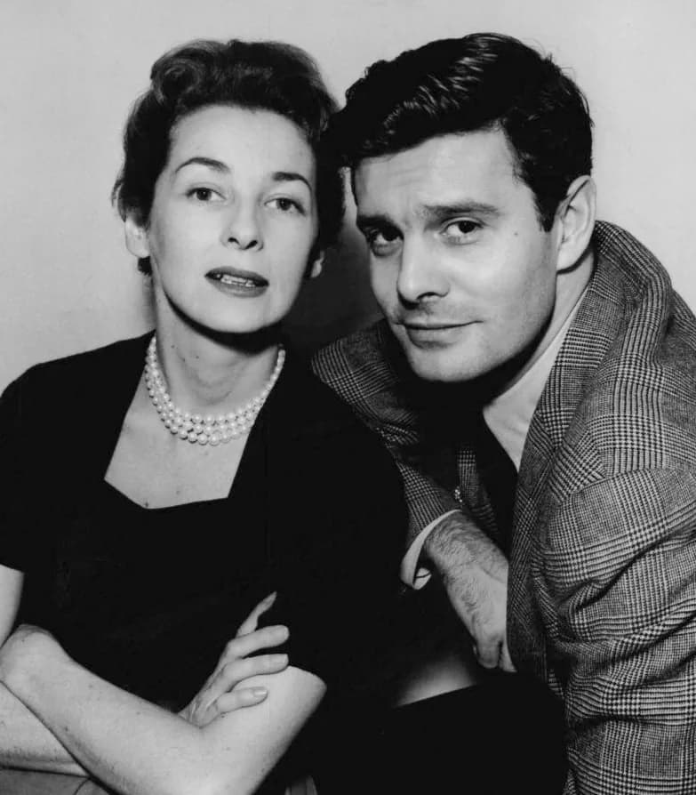 Leonard Bernstein - Photo of Felicia Montealegre (wife of composer/conductor Leonard Bernstein) and Louis Jourdan for the Broadway production Tonight in Samarkand (1955).