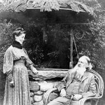 Charles Sanders Peirce - Juliette and husband Charles Sanders Peirce by the well at their home Arisbe in Milford, Pennsylvania, in their later years.