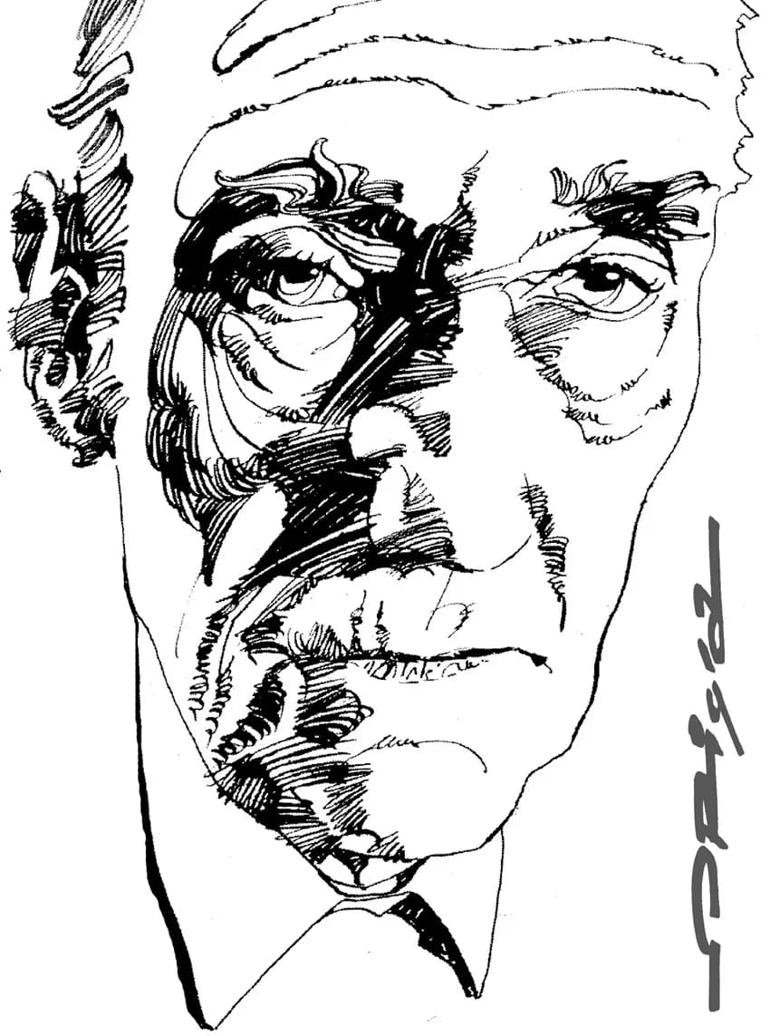 William S. Burroughs - William Burroughs, portrait by italian artist Graziano Origa, pen&ink, 1997