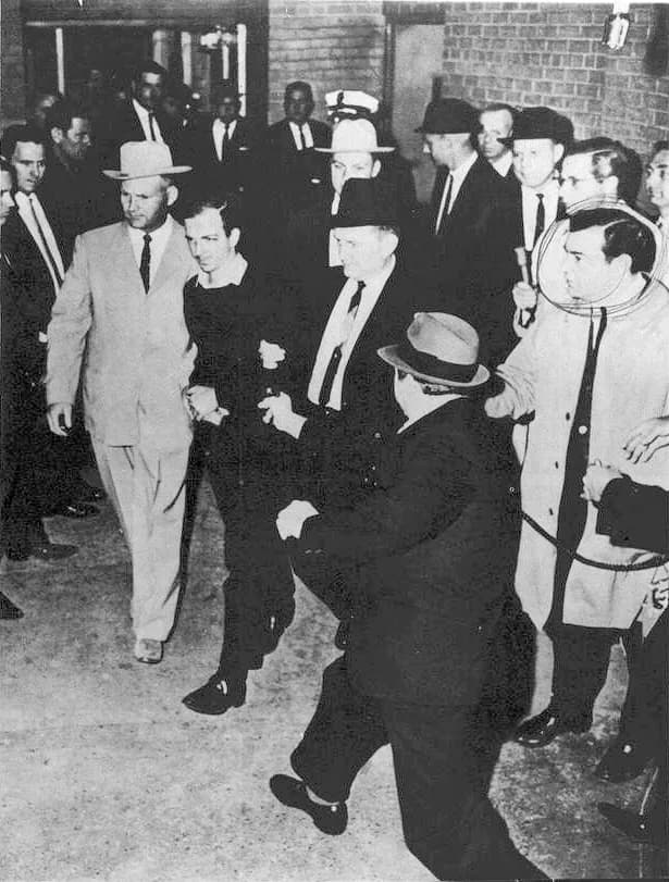 Lee Harvey Oswald - Lee Harvey Oswald being shot by Jack Ruby as Oswald is being transferred by police to the Dallas County jail, Sunday, November 24, 1963