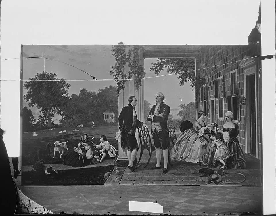 Martha Washington - Gen. Lafayette with Washington, Mount Vernon - NARA - 528734.jpg