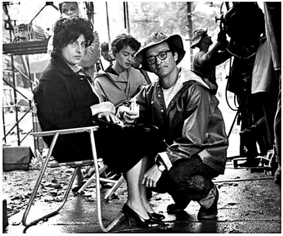 Sidney Lumet - Photo of Sidney Lumet and Anna Magnani on the set of The Fugitive Kind (1959).
