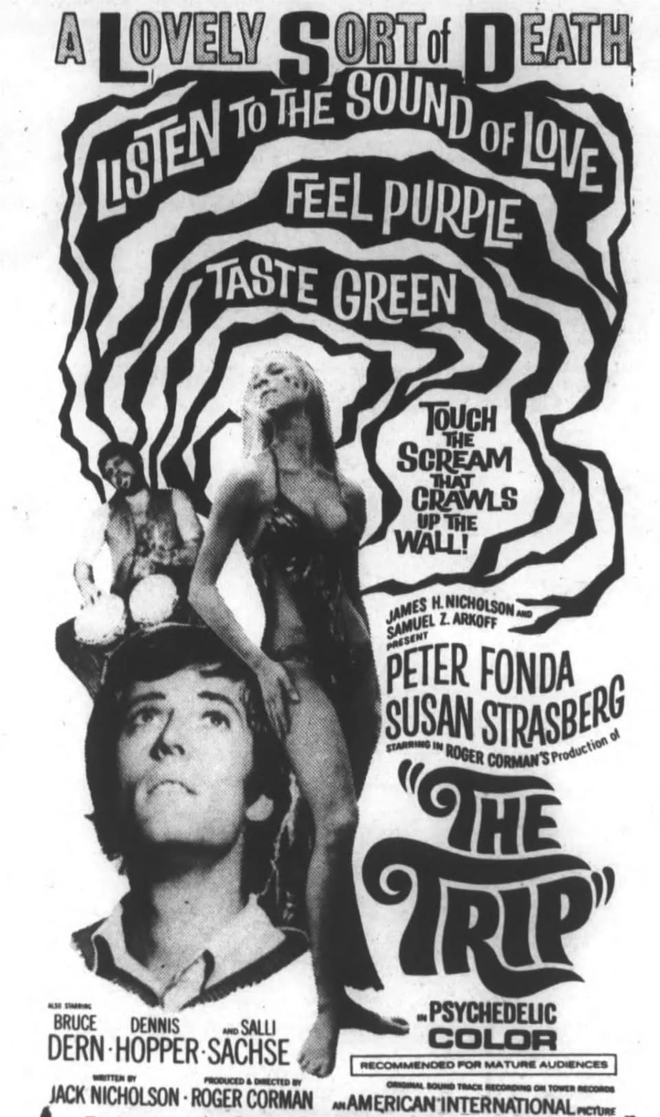 Peter Fonda - Century Theatre advertisement for the psychedelic counterculture film, The Trip. 6 October, 1967.