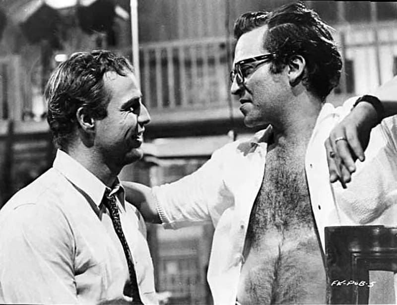 Sidney Lumet - Candid photo of Marlon Brando and director Sidney Lumet on the set of The Fugitive Kind (1959)