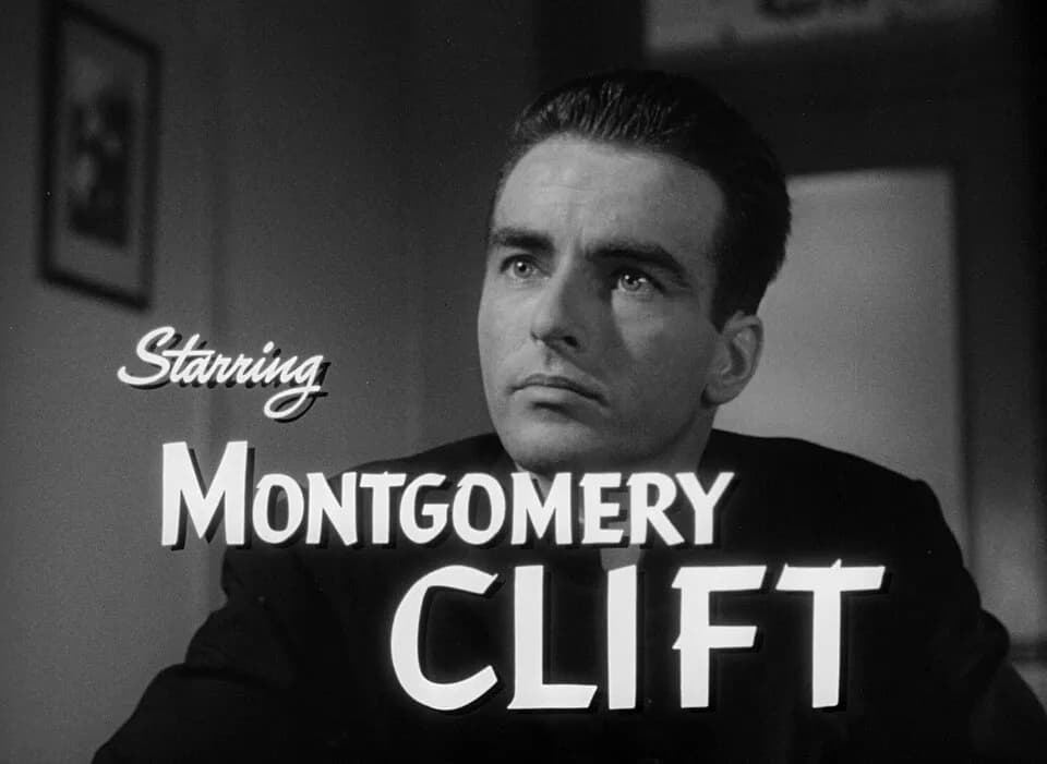 Montgomery Clift - Screenshot of Montgomery Clift from the trailer for the film I Confess.