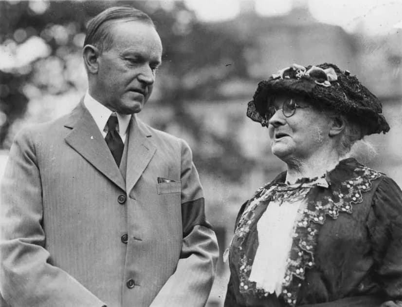 Mary Harris Jones - President Coolidge and Mother Jones, half-length portraits, standing.