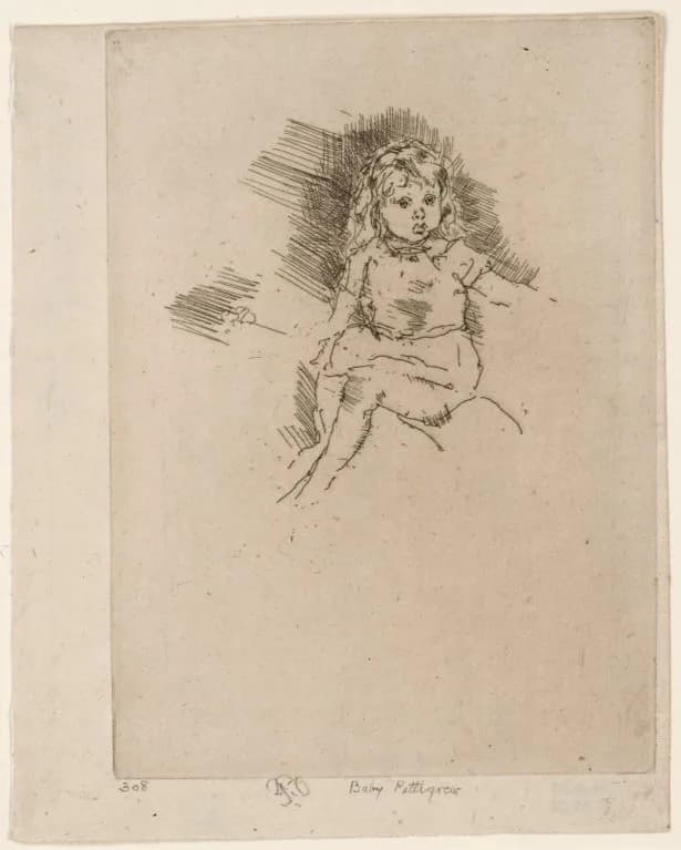 James McNeill Whistler - Baby Pettigrew. James McNeill Whistler. Aguafuerte. 1887.