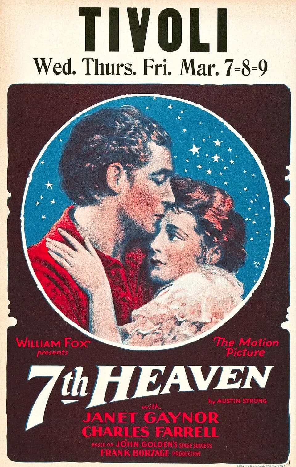 Janet Gaynor - Window card for the American romantic drama film 7th Heaven (1927).