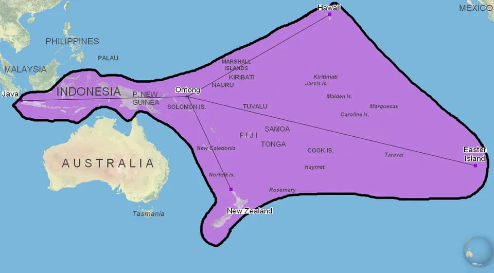 Ruth Benedict - The spread of the Polynesian group, as referred to by Anthropologist Ruth Benedict in the 1934 book "Patterns of Culture".
Quote: "Yet the great spread of white civilization is not an