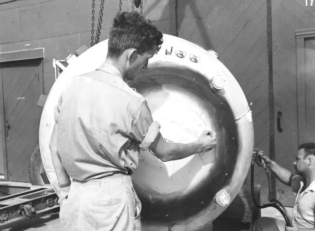 Norman Foster Ramsey - Dr. Norman Ramsey signing off the atomic bomb that was dropped on Nagasaki, Japan, in 1945.