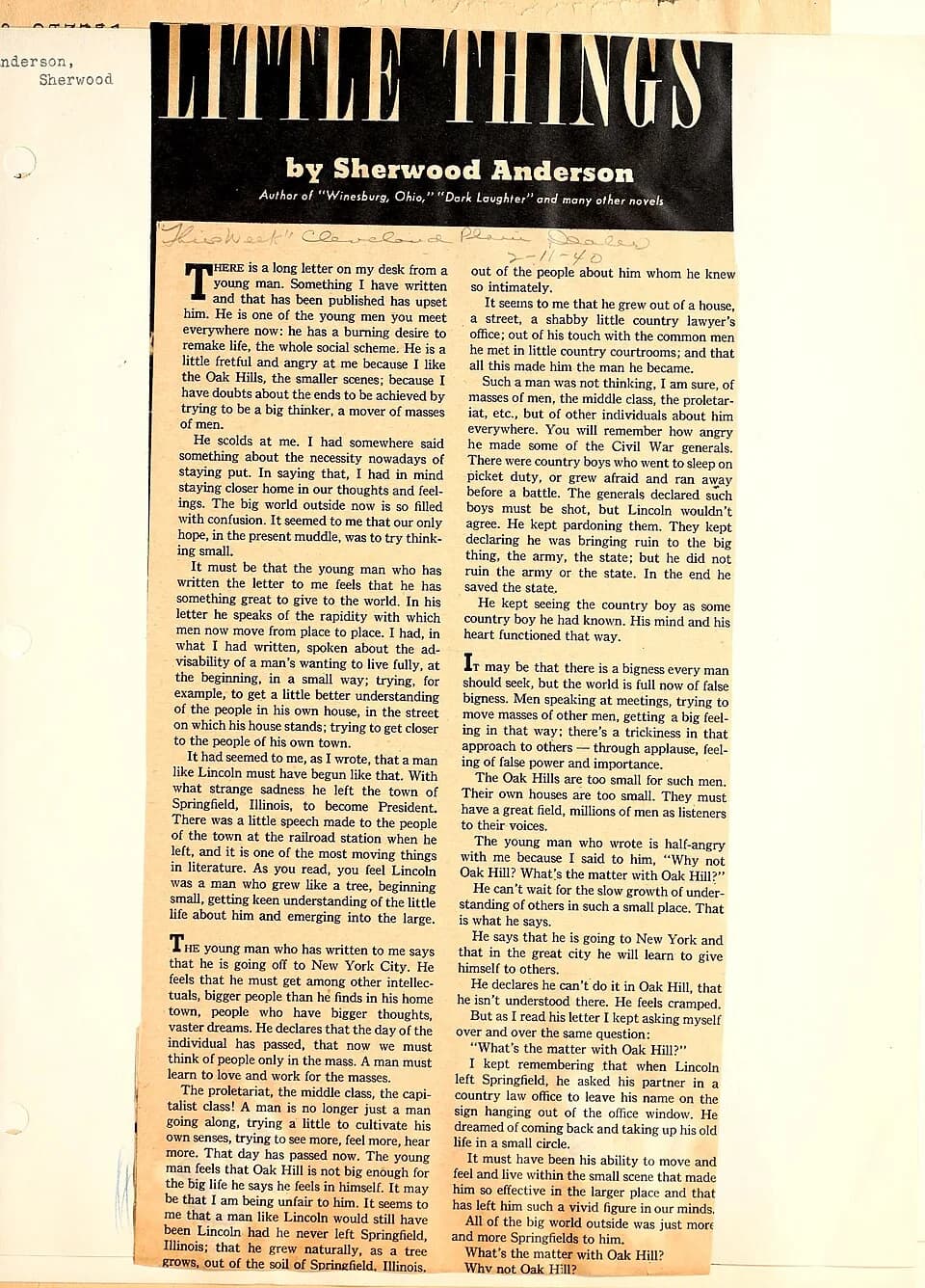 Sherwood Anderson - Identifier: tributestoabrahaalinc (find matches)
Title: Tributes to Abraham Lincoln
Year: 1909 (1900s)
Authors: Lincoln Financial Foundation Collection
Subjects: Lincoln, Abraham