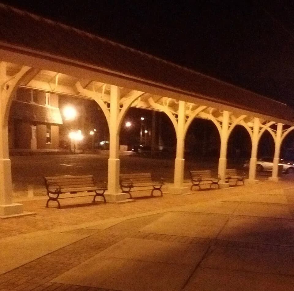 Sherwood Anderson - The benches at Sherwood Anderson Park in Clyde, Ohio. This plaza is also a through route of the North Coast Inland Trail through Clyde.